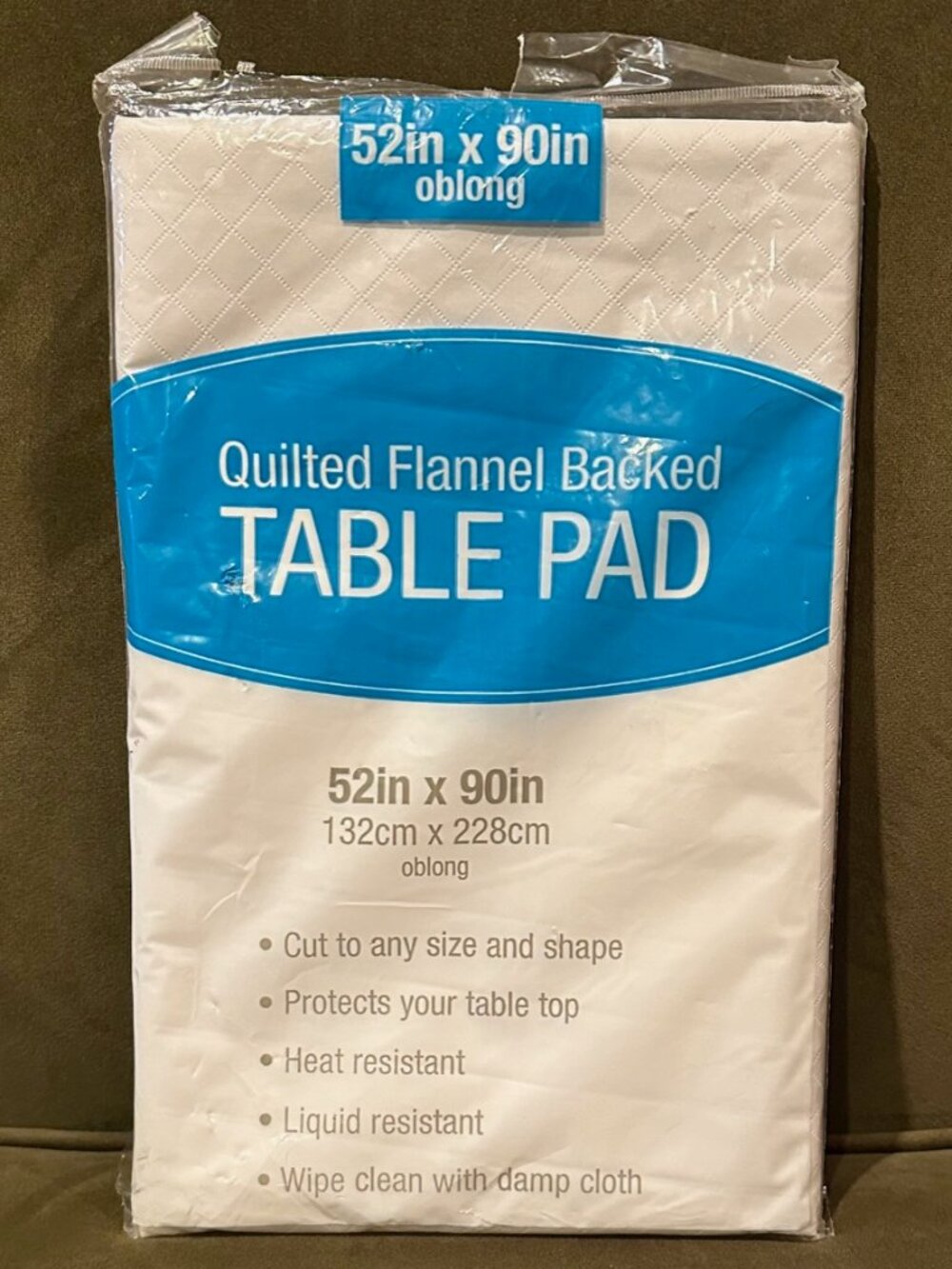 Quilted Flannel Backed Table Pad Cut to Size 52 x 90